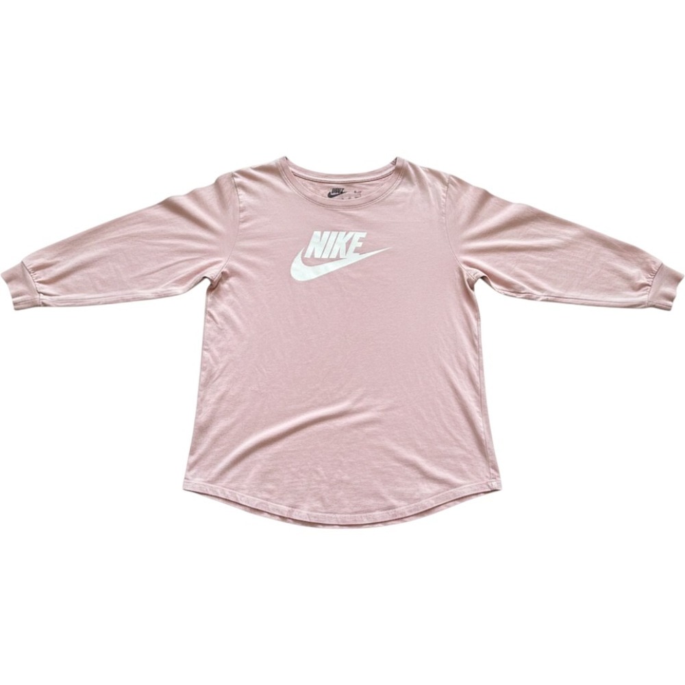 Nike Womens Futura Logo Long Sleeve Graphic Tee Mauve Pink 3X